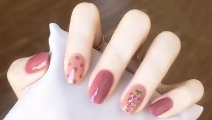 夏日冰透紫色系绘波点葡萄可爱美甲花样