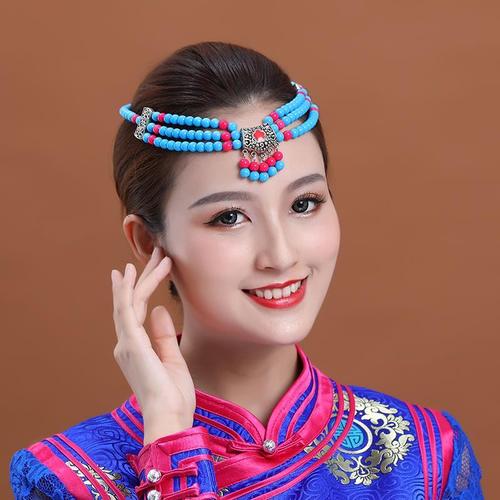 蒙族舞蹈头饰民族舞蹈头饰女蒙古族演出头饰串珠珠手工头饰女演出