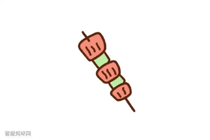 怎么画肉串简单