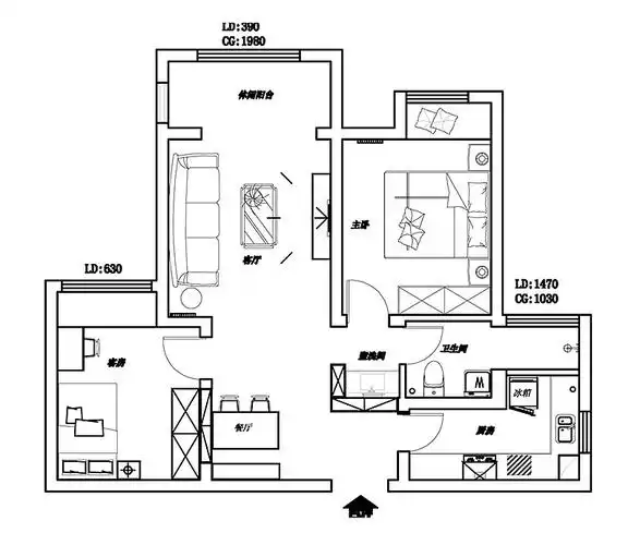 郑州中海锦苑两室两厅装修效果图欣赏|空间|家装设计|室内装修设计