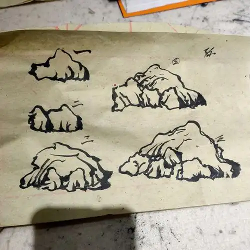 枫树山南屏锦源小学国画社团2结课,第二课石头《石头》