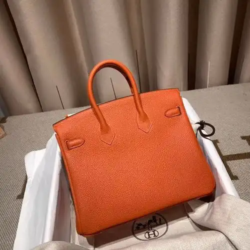 爱马仕铂金包birkin25cmtogor1红土色银扣