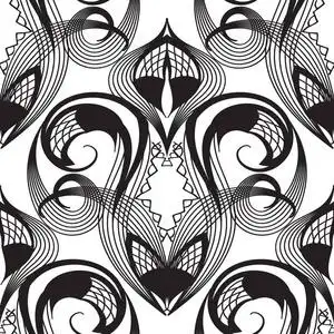 面具花边黑白矢量无缝图案. 单色抽象观赏背景.