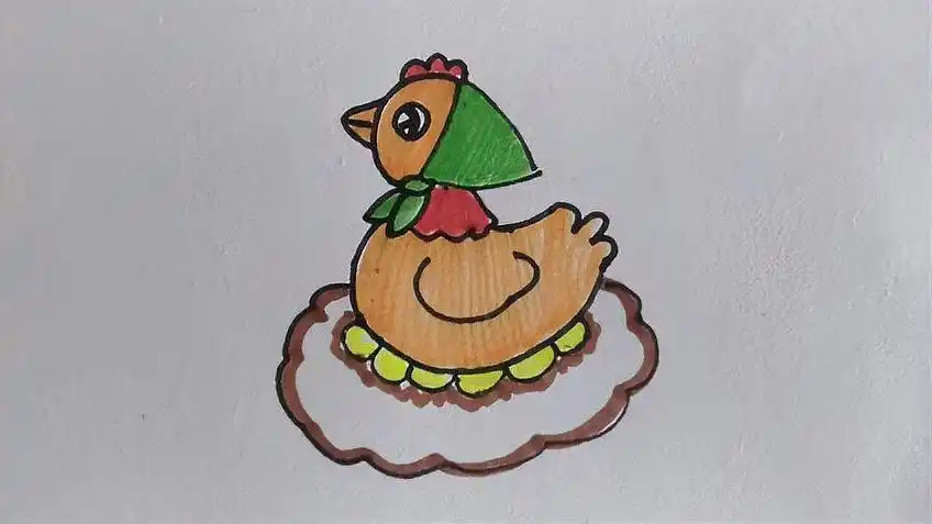 母鸡的简笔画彩色