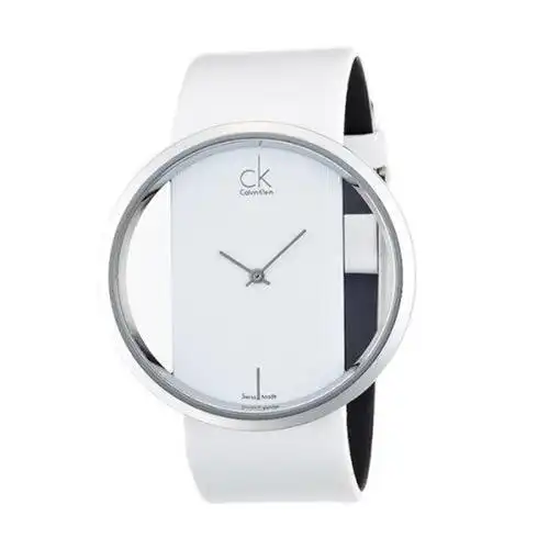 卡文克莱calvinkleinck手表女简约时尚镂空石英皮带腕表