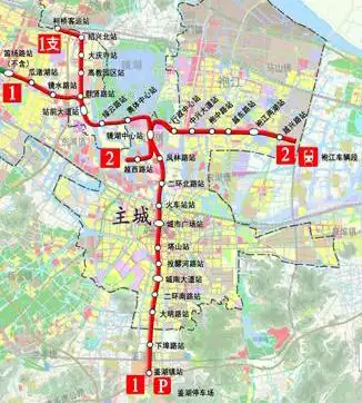 规划2016～2021年示意图)从最新公布的路线图来看,绍兴地铁2号线已经
