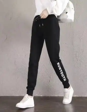 黑色运动裤女宽松束脚ins潮显瘦学生百搭卫裤春秋季长裤休闲裤子run