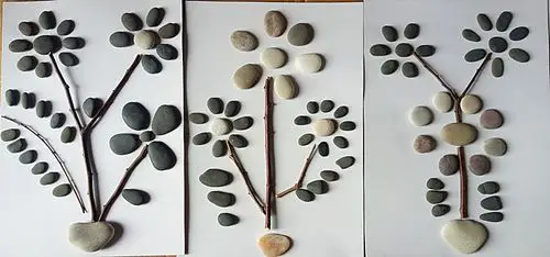 幼儿园石头画创意diy手工制作材料手绘绘彩石头画作品石头画拼图sn