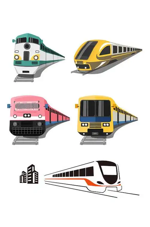地铁动车矢量手绘图