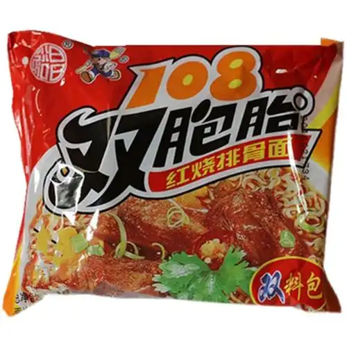 双胞胎泡面速食方便面麻辣牛肉红烧排骨面干吃脆冲泡方便面
