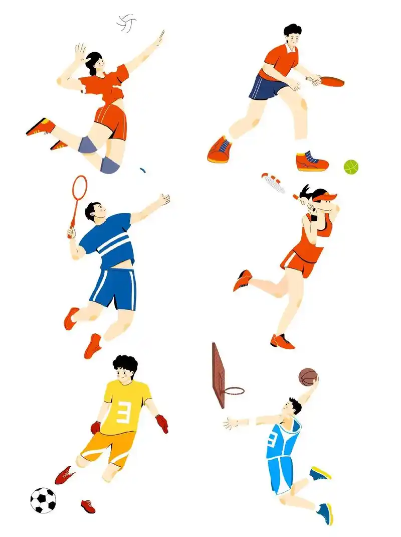 原创绘画,画了一组扁平风球类运动人物, - 抖音