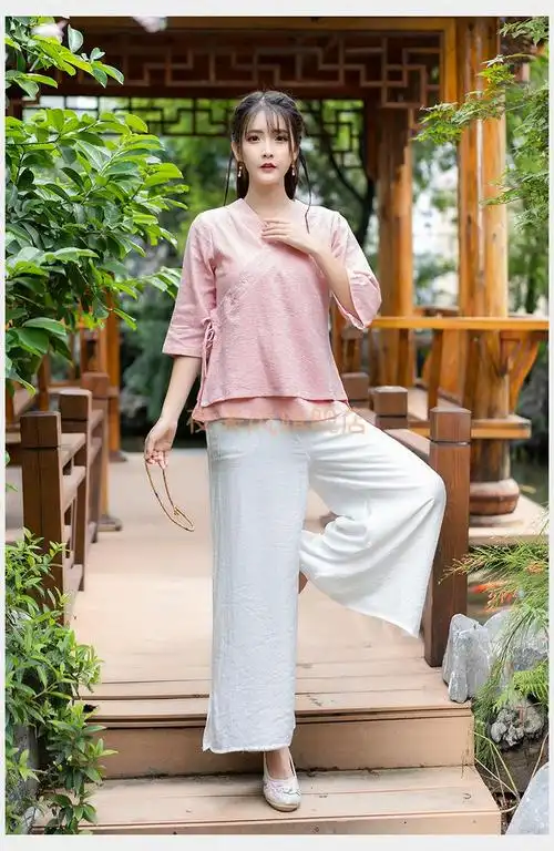 复古中国风民族风禅服禅意汉服茶人服禅修服茶艺服装女套装棉麻佛系