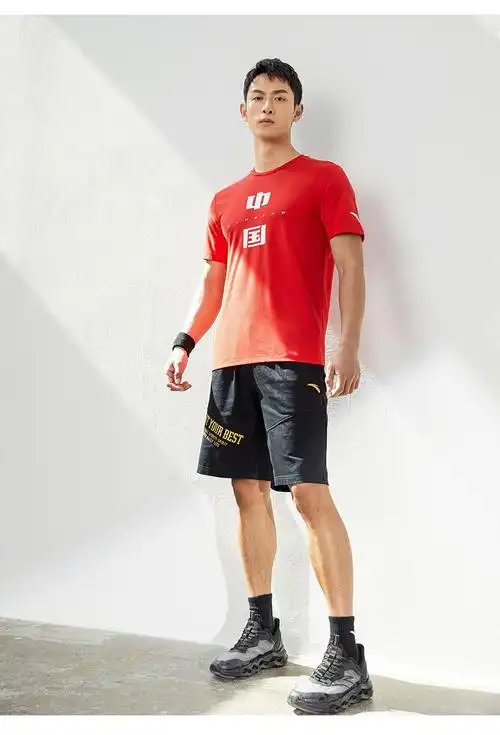 安踏短袖t恤男2022夏新款国潮圆领短袖上衣中国运动上衣健身服体恤男