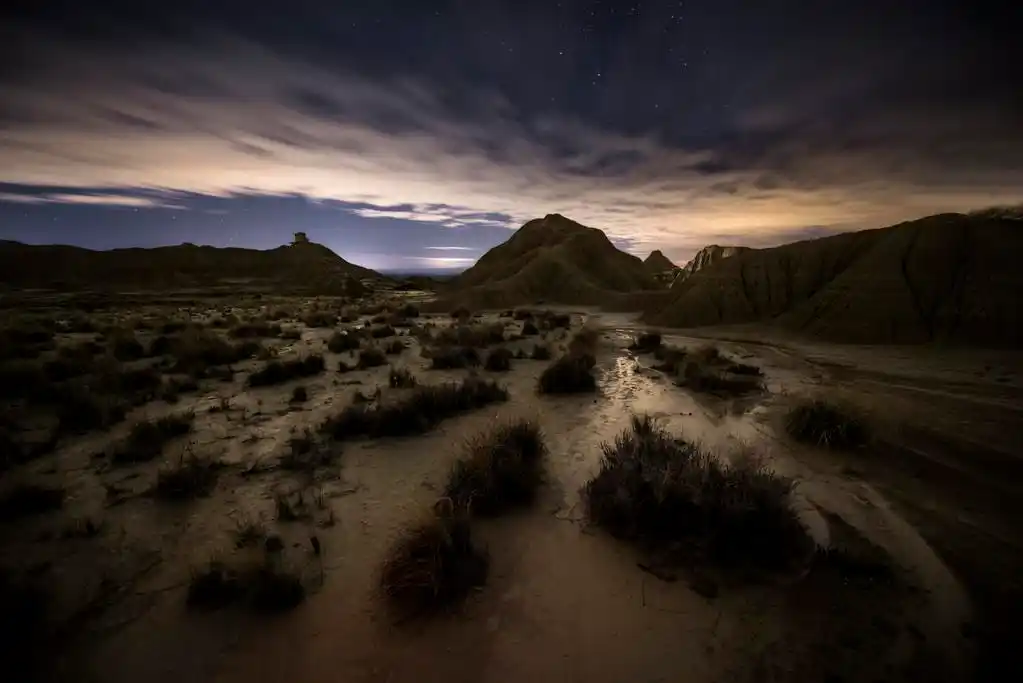在沙漠的夜晚,夜幕笼罩的沙漠, 巴德纳斯, 西班牙