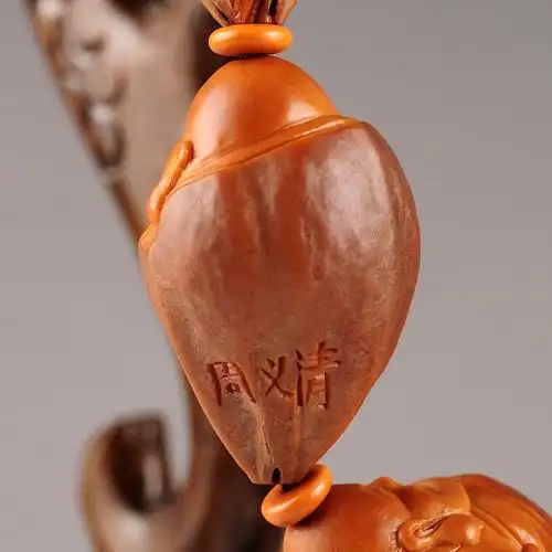 【双十二】核雕名家周义清《原皮弥勒》手串 买就送