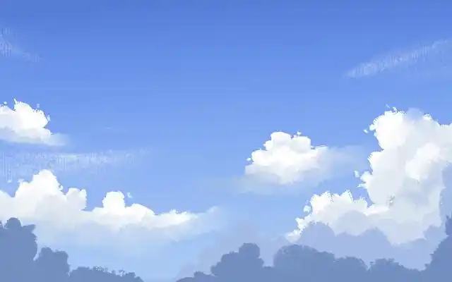 清新蓝天白云云朵插画海报风景背景天空