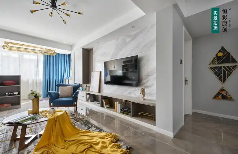 杭州府苑新村89方现代简约样板间-客厅一角