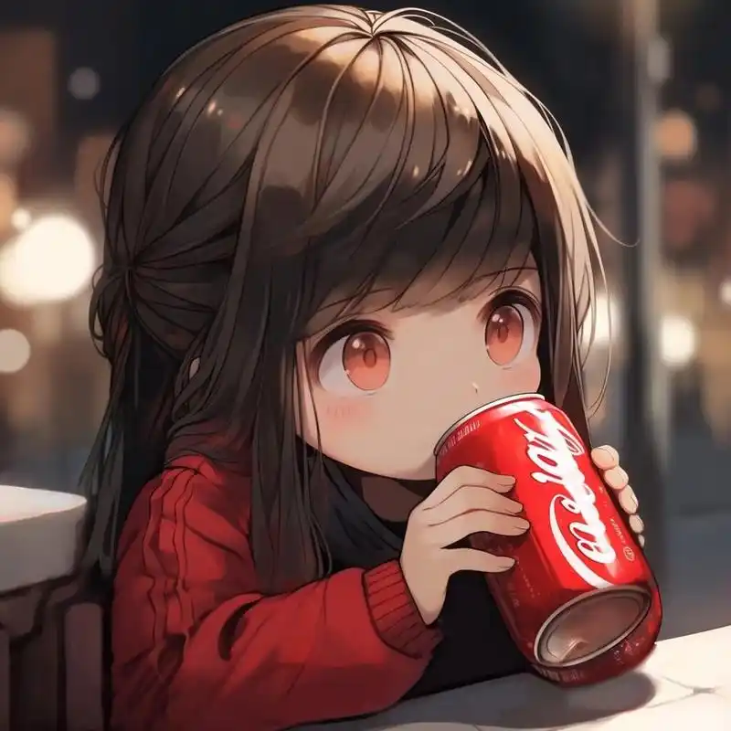 你爱喝可乐吗71送你一组可乐情侣头像,附咒语 咒语(女生版):chibi