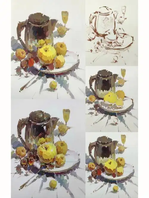 色彩静物不锈钢小组合塑造步骤