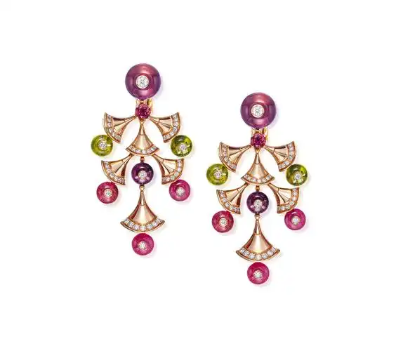 1109宝格丽设计彩色宝石配钻石divasdream耳环