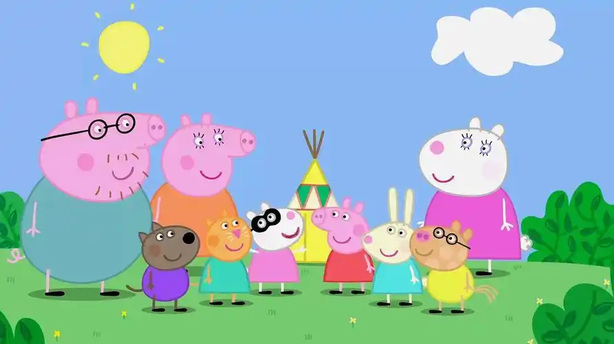 简笔画小猪佩奇全家福