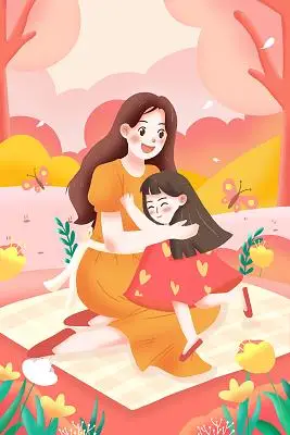 母亲抱孩子卡通人物素材