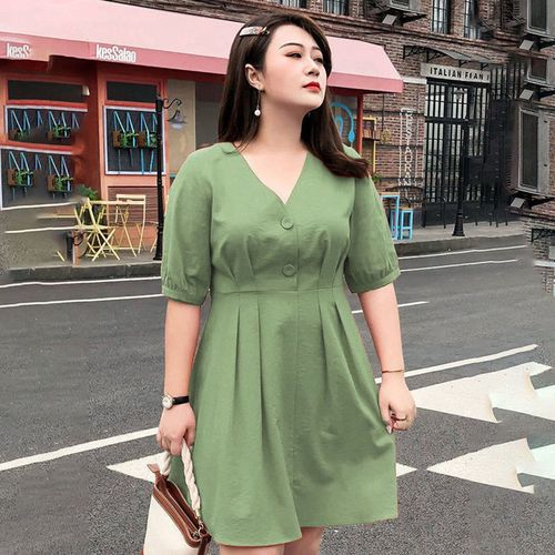 胖女人时尚显瘦的遮肚子连衣裙子胖妹妹大码女装显瘦2021通勤小众遮肚