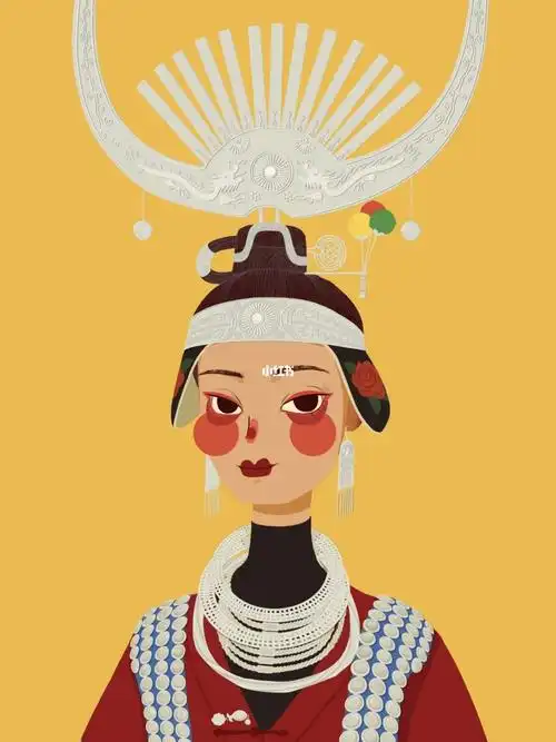 插画苗族姑娘