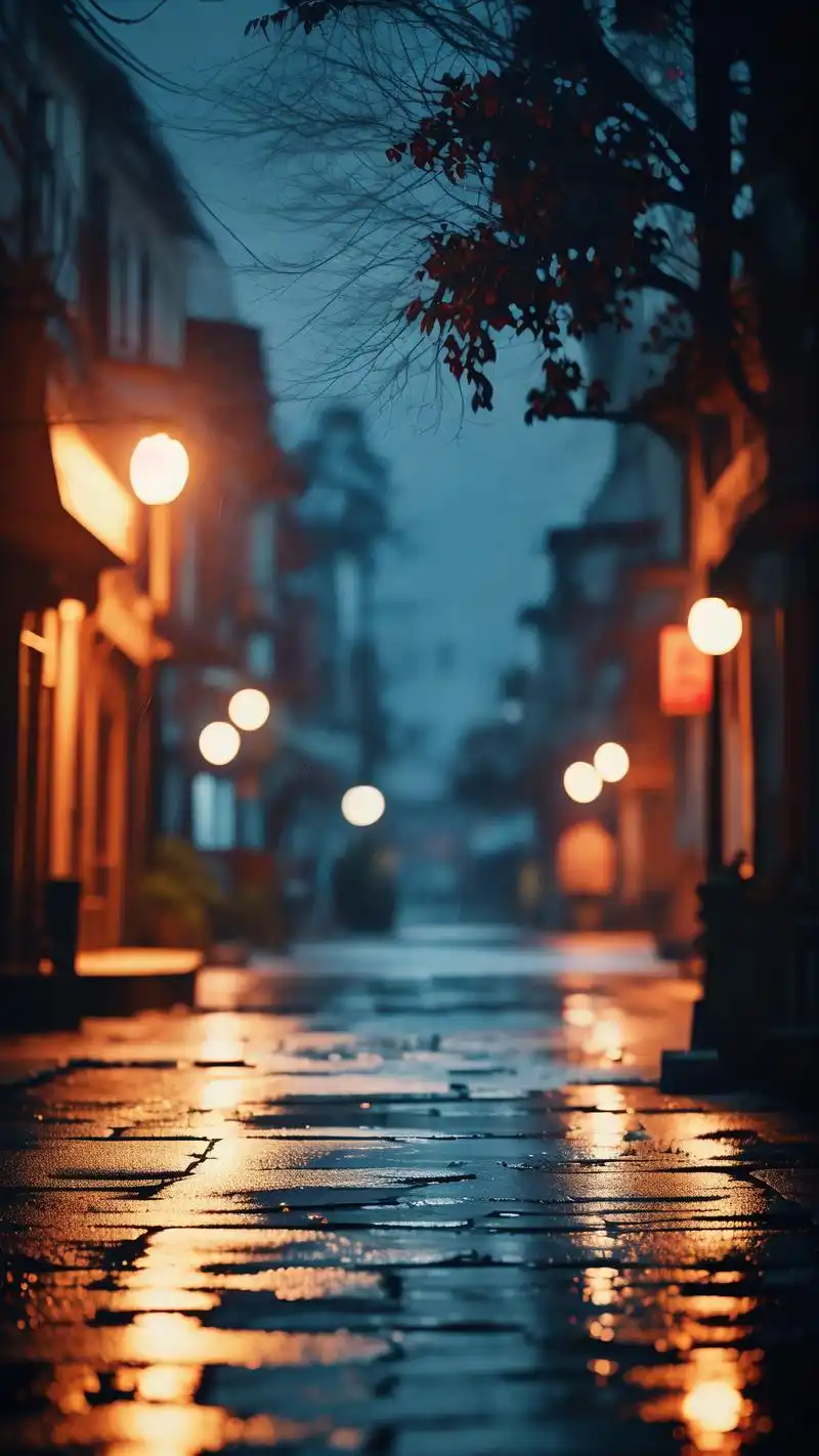 93深夜孤独街道壁纸精选91 深夜的街道,灯光昏黄,人影稀疏,空气中
