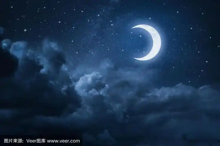 有星星和月亮的夜空