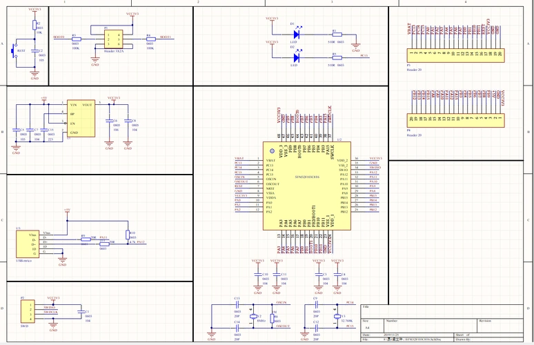 发一个自己修改过的stm32f103c8t6最小系统板pcb