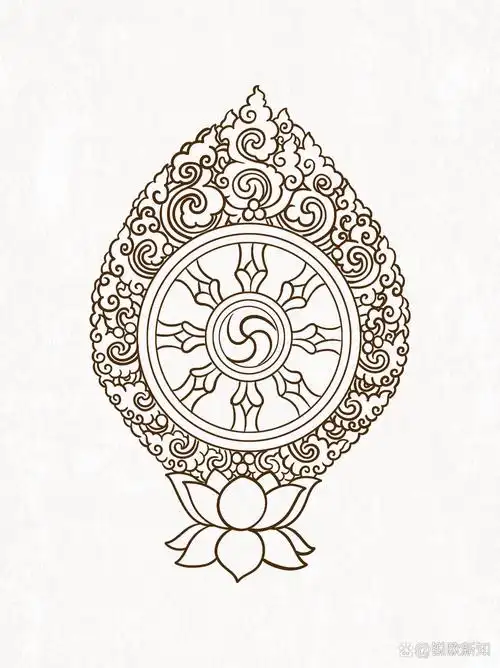 藏传佛教八宝吉祥图图案2⃣丨金轮