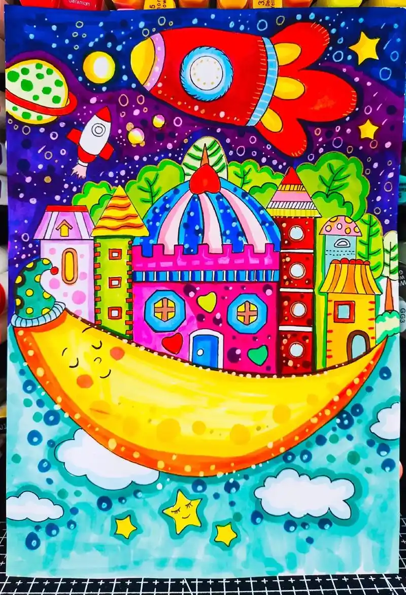 未来世界城市简笔画 - 抖音