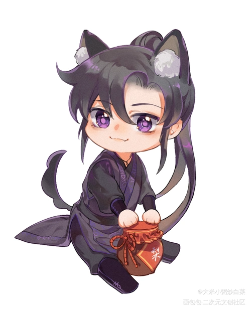 保护师尊的梨花白!_二哈和他的白猫师尊墨燃古风q版绘画作品