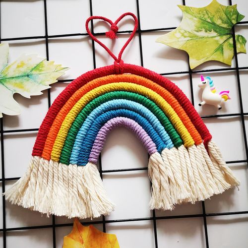 手工diy材料包少女心编织彩虹创意装饰空中挂件棉绳儿童卧室装饰