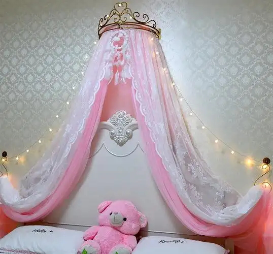 公主房装饰床幔北欧房间壁挂纱幔床头纱帐蚊帐纱帘小清新床帘纱帘