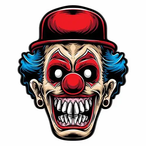 恐怖凶狠的卡通小丑头像表情png图片免抠矢量素材