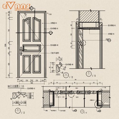 35款木门细部节点图cad电子版 立面 纵向 横向剖面大样详图资料