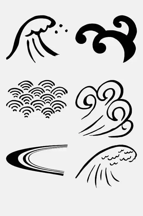 黑白色海浪元素素材