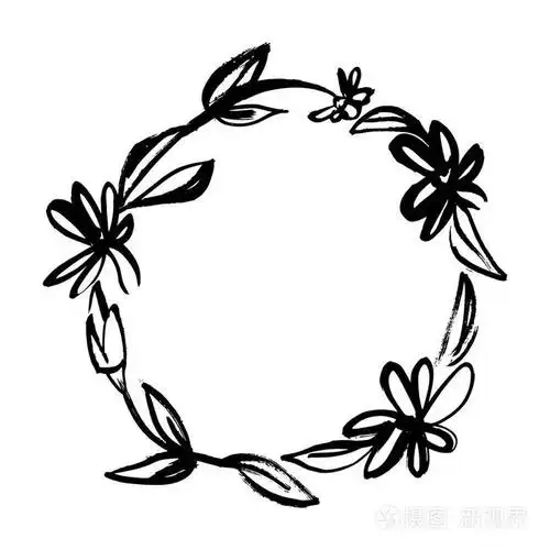 插画 手绘草图花圈从花和叶子.图为问候卡,邀请等.eps