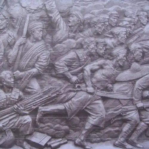 玻璃钢仿铜抗战浮雕题材厦门匠心远航