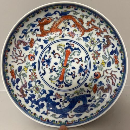 早期旧藏清代雍正斗彩瓷器盘子老货老古董老物件古玩收藏