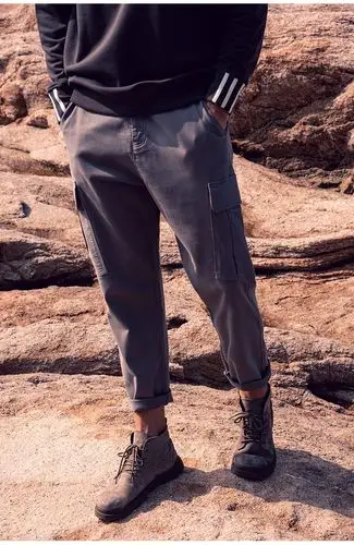 sambric2021轻奢 工装裤男 2021春季韩版潮流直筒宽松纯色休闲长裤