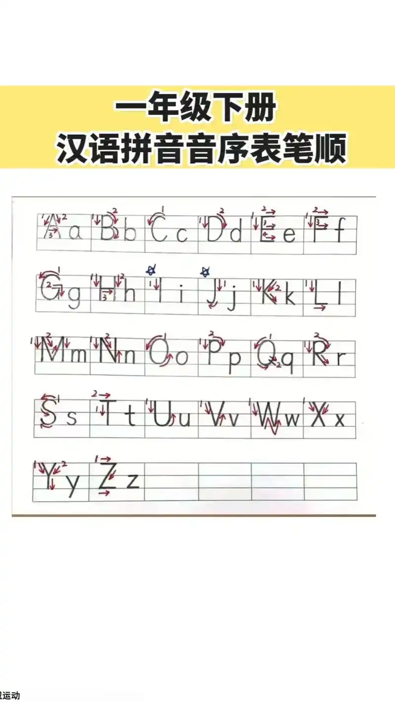 一年级拼音音序的书写笔顺,一直是 - 抖音
