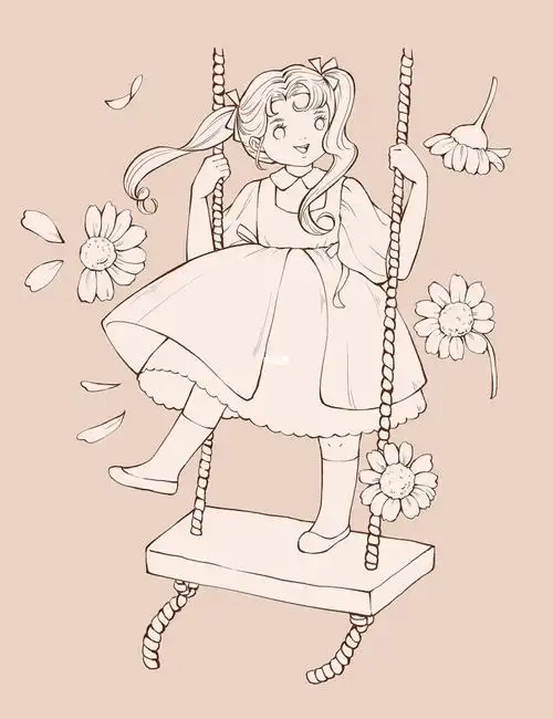 荡秋千的小女孩