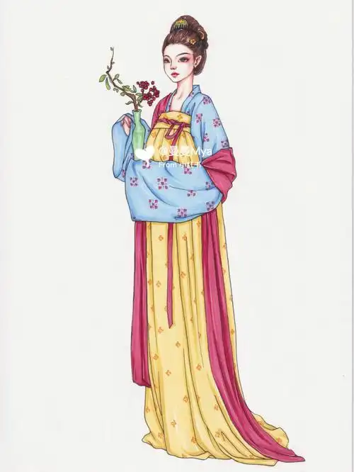 马克笔手绘汉服小姐姐含步骤图