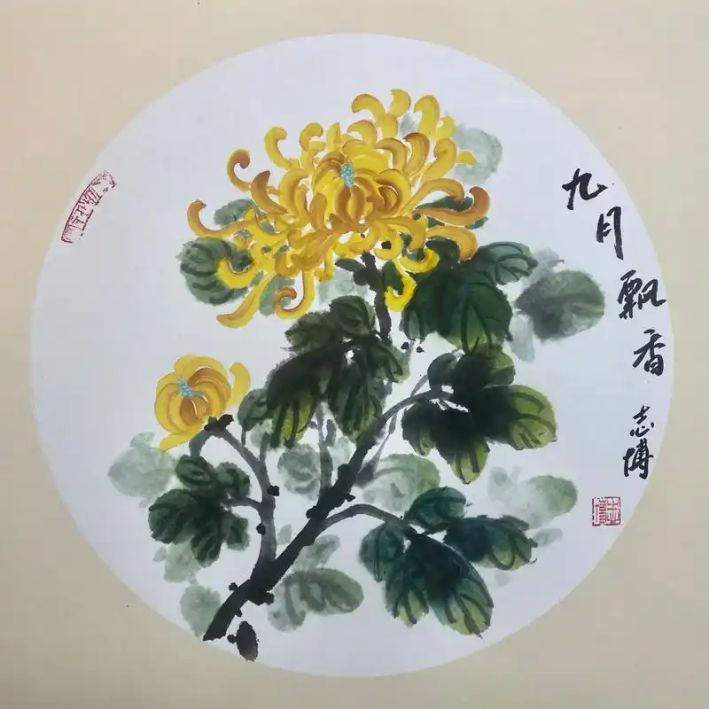 国画菊花范画 简单好表现的国画菊花,非常适合初学者和小朋友哦!