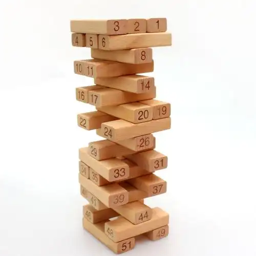 木制高档51粒榉木叠叠高叠叠乐积木