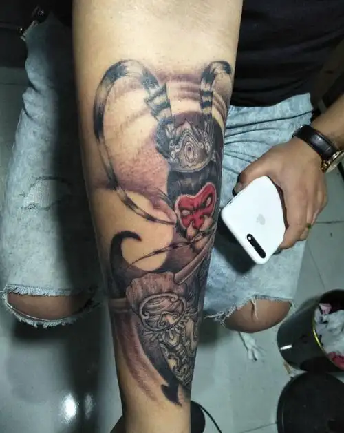 猴子齐天大圣纹身图片_手部手臂新传统纹身图案