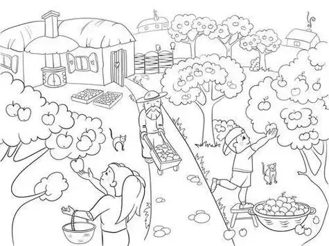 15幅山水田园风光的简笔画,和孩子一起感受乡村自然